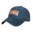 thumbnail image 2 of DouZhe Adjustable Washed Cotton Baseball Cap - Open Entry Sign Prints Vintage Dad Hat Unisex Sports Caps (Blue), 2 of 7