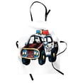thumbnail image 1 of Police Apron Cartoon Hand Drawn Police Car Unusual Design with Sketchy Coloring Print, Unisex Kitchen Bib Apron with Adjustable Neck for Cooking Baking Gardening, Red Yellow and Blue, by Ambesonne, 1 of 3
