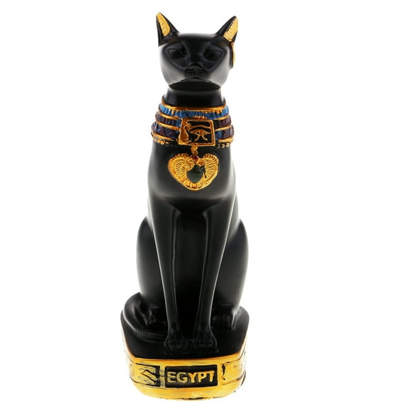 kusrkot Egyptian Cat Goddess Bastet Feline Protector of Woman Resin Sculpture 5 Inch - Black