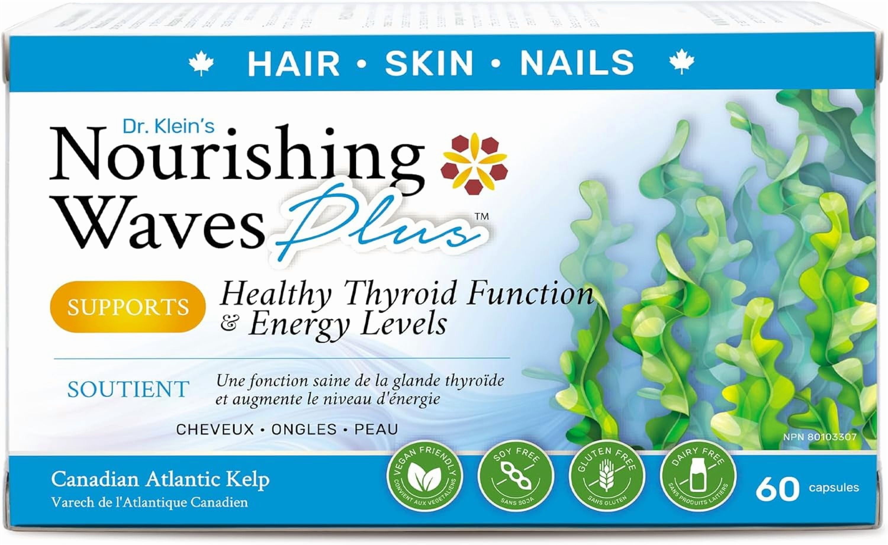 Dr. Klein's Dr Klein's Nourishing Waves Plus. Hair Skin & Nails Vitamins. Helps Maintain Healthy Hair, Skin & Nails with Biotin, Vitamin B Complex. Thyroid Support With Kelp, Iodine & Silicon. 60 Capsules