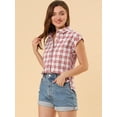 thumbnail image 4 of INSPIRE CHIC Women's Casual Plaids Short Sleeves Button Down Shirts, 4 of 6
