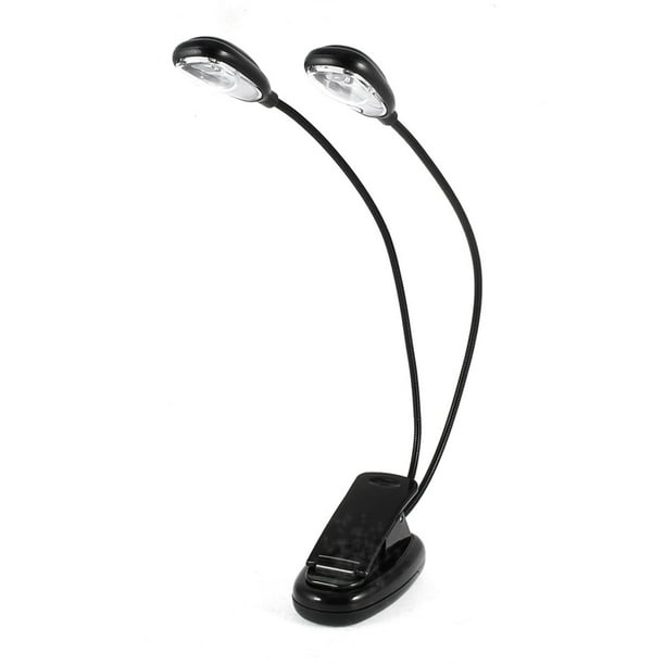 Double Bras Flexible Clip-on USB 2x3 LED Lampe de Bureau Noir pour Ordinateur Portable