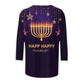 thumbnail image 5 of Hanukkah Pajama Tops for Women Plus Size 3/4 Sleeve Menorah Print T-Shirt,Loose Fit Crewneck Tops for Family, 5 of 5