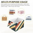 thumbnail image 6 of Yayeee Collapsible Cube Storage Bin with Lid Fabric Closet Decorative Basket with Handles, Beige Stripes, 6 of 7