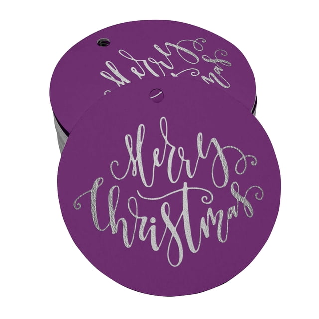 Inkdotpot 100 Pack Merry Christmas Favor Paper Tags Craft Real Silver Foil Hang Tags