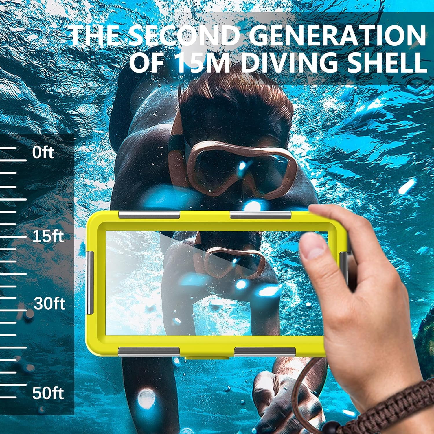 2026 Underwater Snorkeling Diving Phone Case for Phone 17/16/15/14/13/12Pro Max/Galaxy S25/S24/S23.(50ft/15m) Professional Scuba Dive Waterproof Case Underwater Photo Video