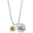 thumbnail image 1 of Delight Jewelry Goldtone Disc 1/2'' - Symbol - Ampersand - & - Silvertone Script Initial Disc - K - Charm Necklace, 20"+3", 1 of 4