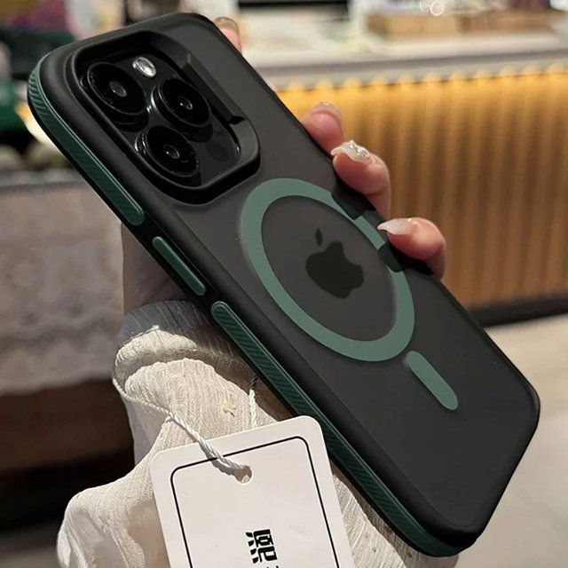 Luxury Matte Frosted Bicolor Magnetic Phone Case For iPhone 16 15 14 13 12 Pro Max Plus Translucent Wireless Charge Hard Cover green For iPhone 16 ProMax