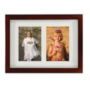 Walnut Wood Double 5x7 Matted Picture Frame
