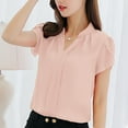thumbnail image 2 of Womens Tops Blouse Summer Work Office V Neck Short Sleeve Solid Chiffon Plus Shirt Top Shirt, 2 of 4