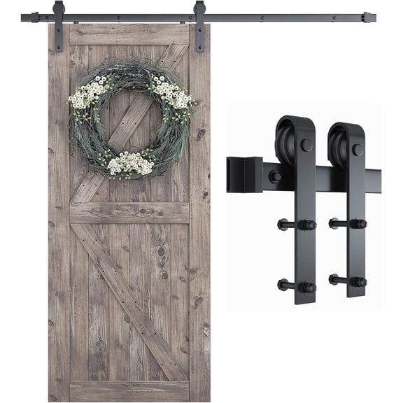 6.8FT Barn Door Hardware Kit, Sliding Barn Door Track -Step Installation Instruction Fit 40" Wide Door Panel - Black