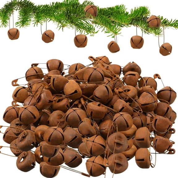 Masteelf 12pcs Rusty Bells for Crafting Metal Jingle Bells for Christmas Decor 40mm 1.57*1.57*1.57''