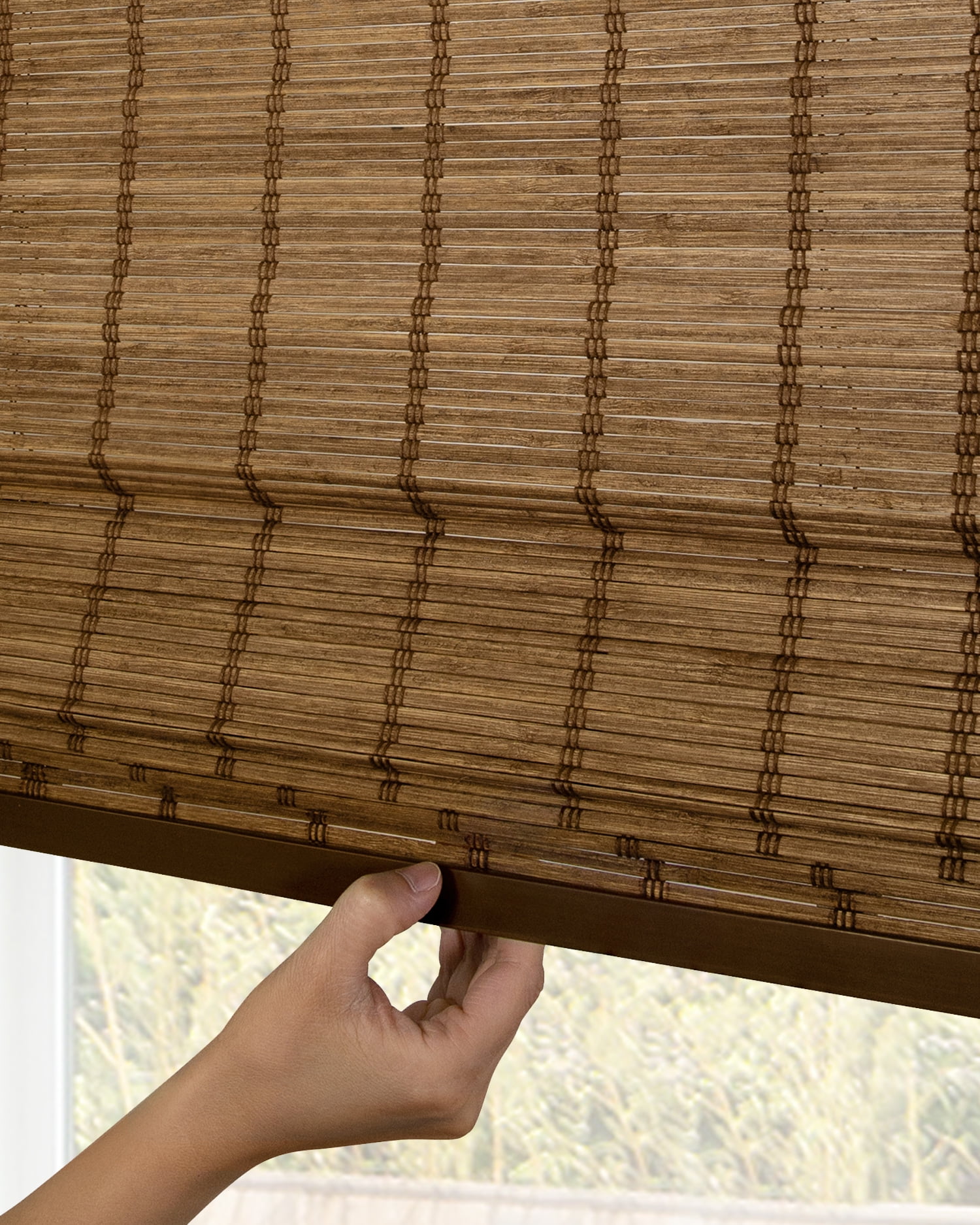 Chicology 35"W x 64"H Elk Cordless Bamboo Shades, Natural Woven Wood, Light Filtering, Safe for Kids & Pets