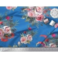 thumbnail image 3 of Soimoi Blue Rayon Fabric Leaves & Ranunculus Floral Print Fabric by the Yard 42 Inch Wide, 3 of 3