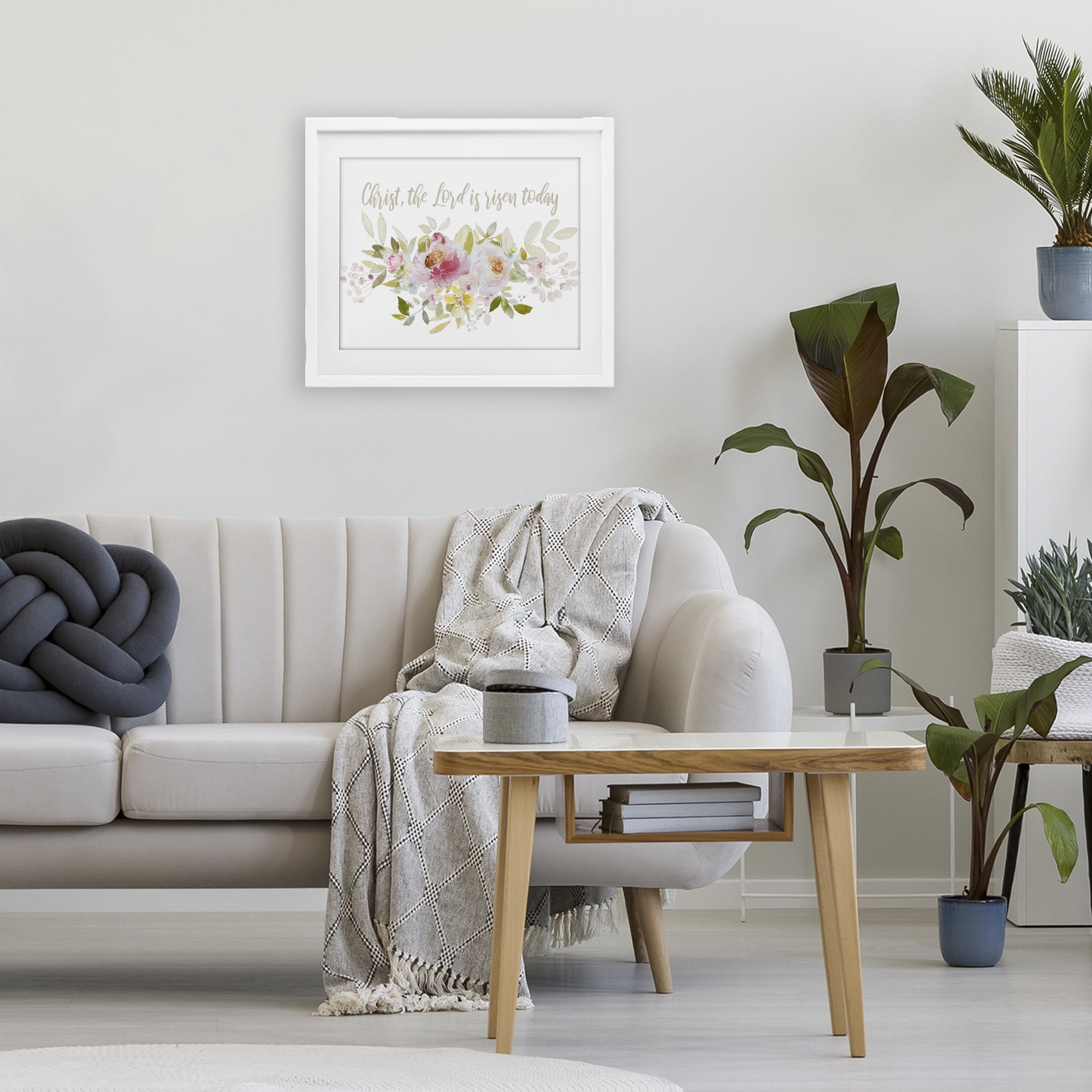 Stupell Industries The Lord Is Risen Florals White Framed Print Under Glass, design by Patricia Pinto