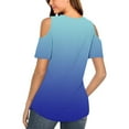 thumbnail image 4 of Otvok Women Summer T-Shirt Cold Shoulder Pullover V-Neck Short Sleeve Blouse, 4 of 6