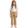 thumbnail image 4 of Posijego Girls Linen Pants Solid Color Lightweight Drawstring Elastic Waist Straight Leg Pants Summer Casual with Pockets, 4 of 9