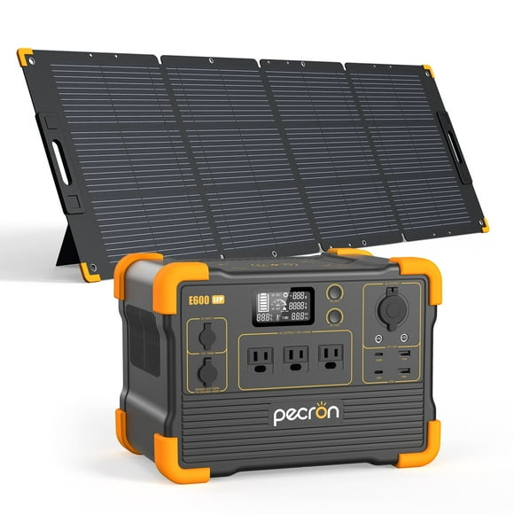 PECRON E600LFP Portable Power Station 614Wh/1200w with 200W Solar Panel Kit LiFePO4 Battery for Outdoor Camping RV Travel