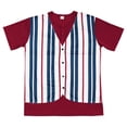 thumbnail image 5 of Savings SSAAVKUY Mens Summer Fashion T-shirts 2 in 1 Patchwork Tops Striped Color Block Button Down Blouses Casual Short Sleeve Tee Red M, 5 of 8