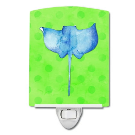 

Caroline s Treasures BB8235CNL Sting Ray Green Polkadot Ceramic Night Light Green 6x4x3 multicolor