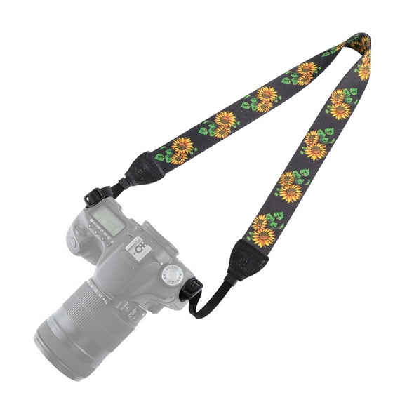 Vintage Camera Strap, Adjustable Length Reduce Neck Tension Sunflower Pattern Camera Shoulder Neck Strap for Camera for Photography