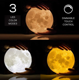 thumbnail image 2 of Lámpara de luna 3D, lámpara de luna táctil LED, 3 colores, 20 cm de diámetro, luz de noche de luna recargable por USB para dormitorio, sala de estar, cafetería, cumpleaños, regalo de Navidad oso de fresa Electrónica, 2 of 4
