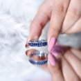 thumbnail image 5 of Rosec Jewels Baguette Shape Lab Grown Blue Sapphire Eternity Band Ring - AAAA Quality, 10K White Gold, US 4.00, 5 of 8