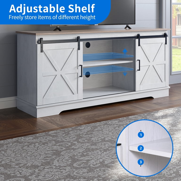 Dextrus Farmhouse TV Stand for TVs up to 65'', Entertainment Center ...
