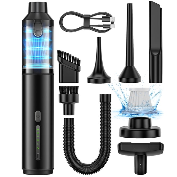 Cordless Handheld Vacuum Cleaner, 16800Pa Portable Car Vacuum with Air Duster, Rechargeable Mini Vacuum Cleaner for Car Interior, Home & Office, Black