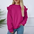 thumbnail image 5 of Sopiago Girls Sweatshirts Long Sleeve Shirts Cute Ruffle Shoulder Crewneck Sweater Pullover Tops Hot Pink,6-7 Years, 5 of 6