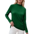 thumbnail image 7 of HLKJKLS Long Sleeve Shirts For Women Casual Round Neck Long Sleeve Fall Fashion Tops Blouses Loose Fit Polyester Spandex Green S-3Xl, 7 of 7