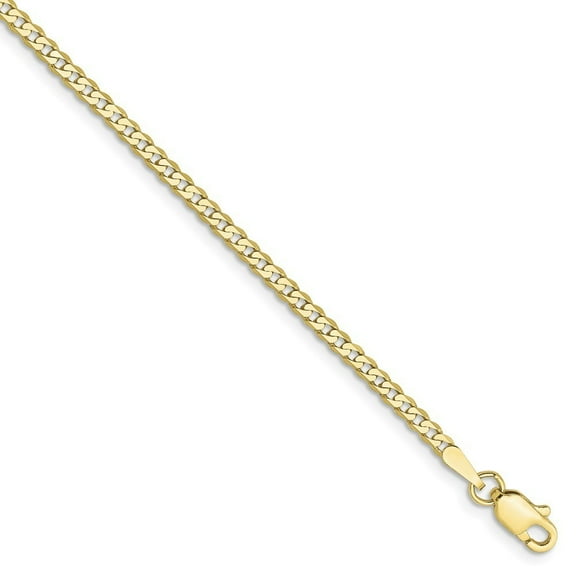 10k 2.2mm Flat Beveled Curb Chain Ankle Bracelet - 2.0 Grams - 10 Inch