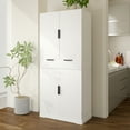 thumbnail image 2 of 72 Inch Kitchen Pantry Cabinet, Farmhouse Buffet Cupboard with 4 Drawers and 6 Door Shelves, Tall Kitchen Hutch with Adjustable Shelves for Living Room, Kitchen, White, 2 of 9