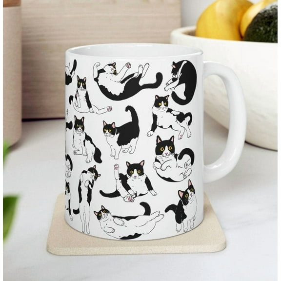 Black and White Tuxedo Cat Coffee Mug 11oz Cat Mugs Tuxedo Cat Gift for Tuxedo Cat Gifts Black and White Cat Mug Tuxedo Mug