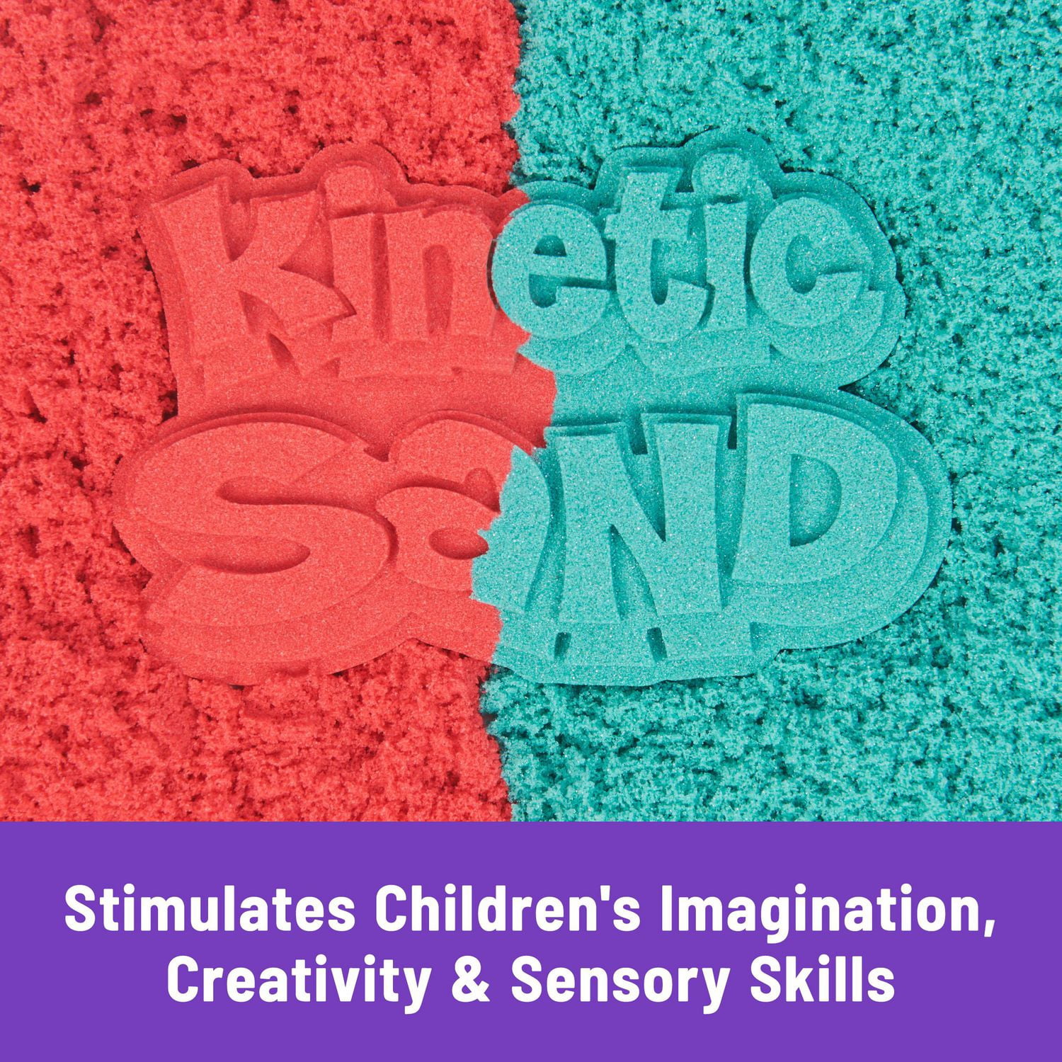 Kinetic Sand Mold n’ Flow, 1.5 Red and Teal Play Sand, 3 Tools Sensory Toys for Kids Ages 3+