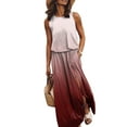 thumbnail image 4 of B91xZ Robe Maxi Taille Haute Sans Manches Col Rond à Volants Ligne A Fluide pour Invité de Mariage, Rouge P, 4 of 5