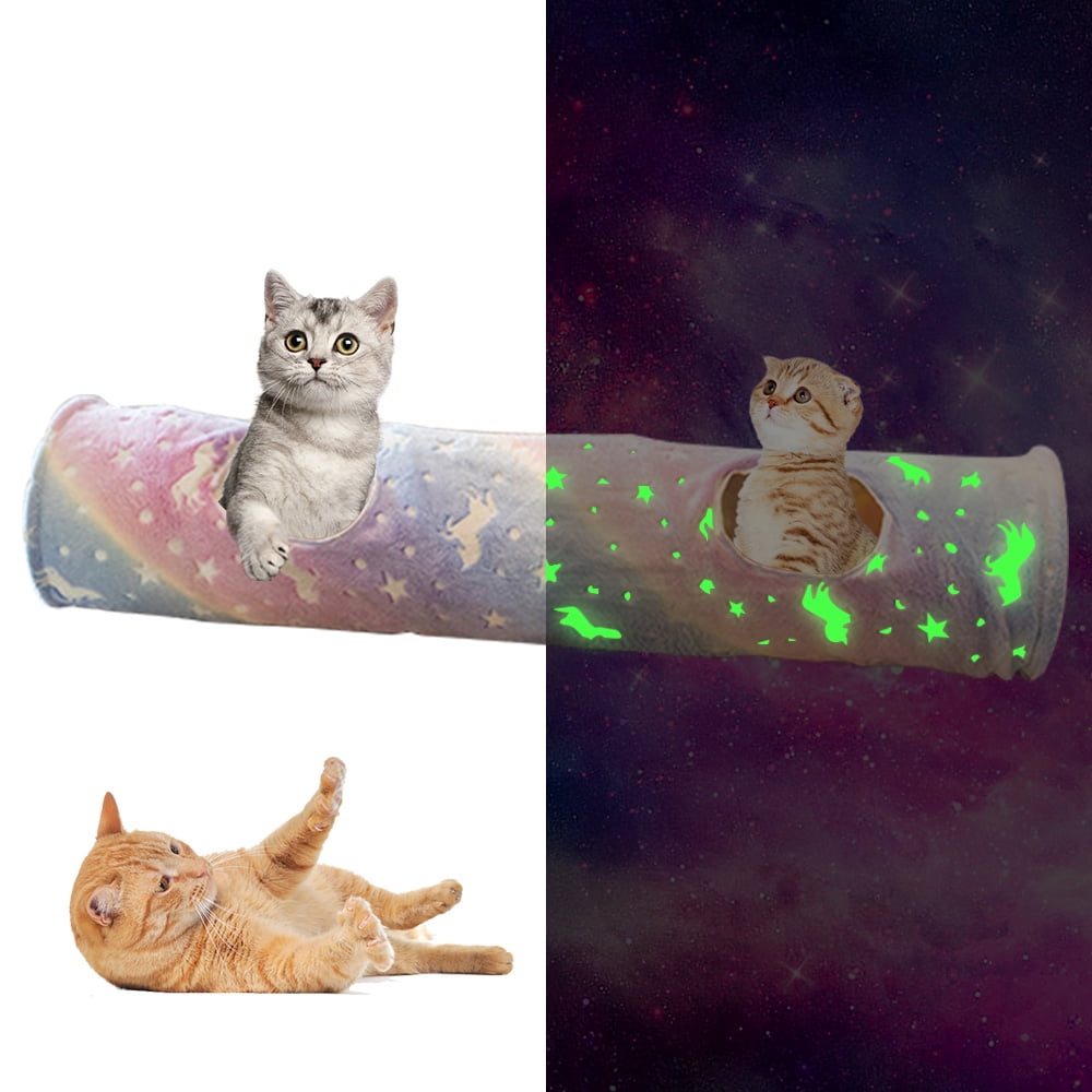 Mingwear Light Up Cat Tunnel, Glow in the Night Unicorn Cat Toy with