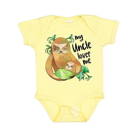 

Inktastic My Uncle Loves Me- Cute Sloth and Baby Boys or Girls Baby Bodysuit