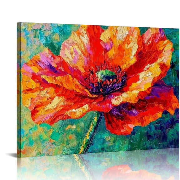 Red Poppy III Canvas Wall Art Print by Rose, Home Decor, Floral Artwork, Flowers Artwork