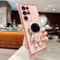 thumbnail image 2 of for Samsung Galaxy S21 Ultra Case,Pasteable Astronaut Kickstand Stand Bracket,Gold Trim Plating Cover for Women Upgrade Shockproof Corner for Samsung Galaxy S21 Ultra (S21Ultra,Pink), 2 of 9