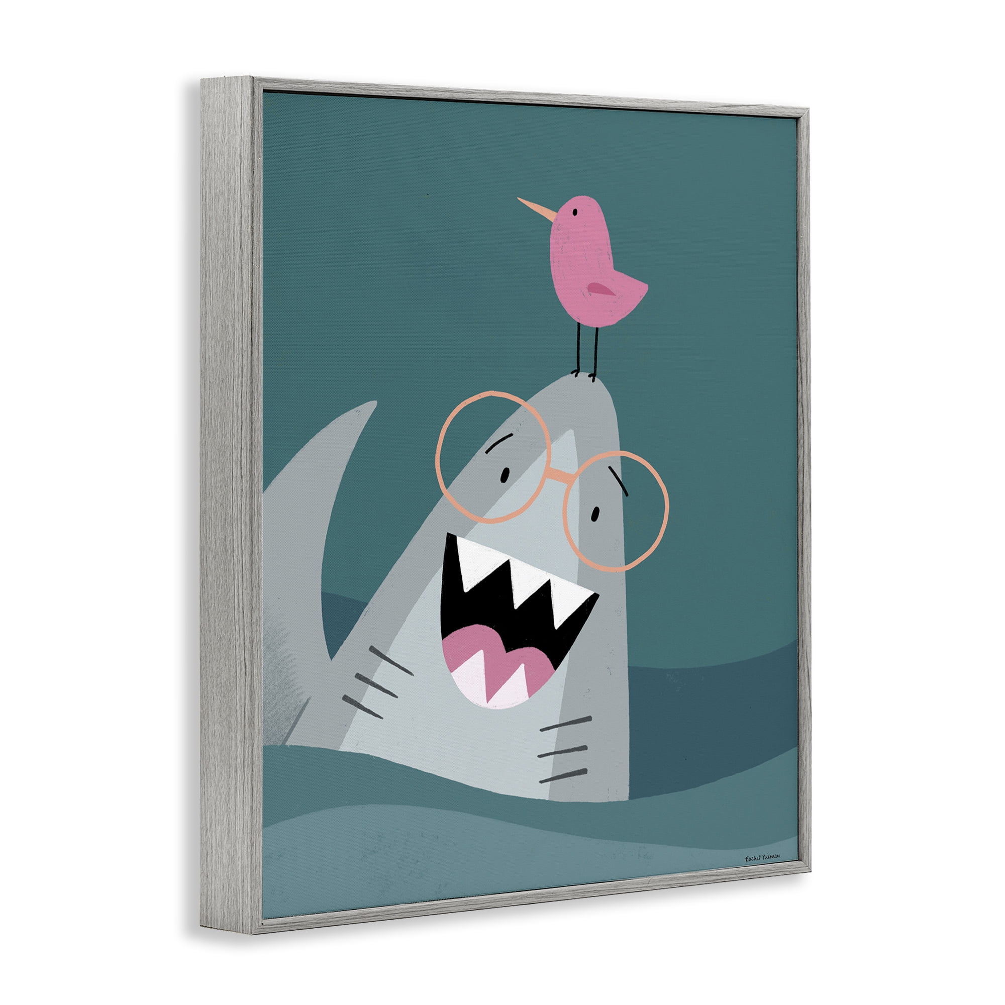 Stupell Industries The Friendliest Shark Gray Framed Giclee Art, design by Rachel Nieman