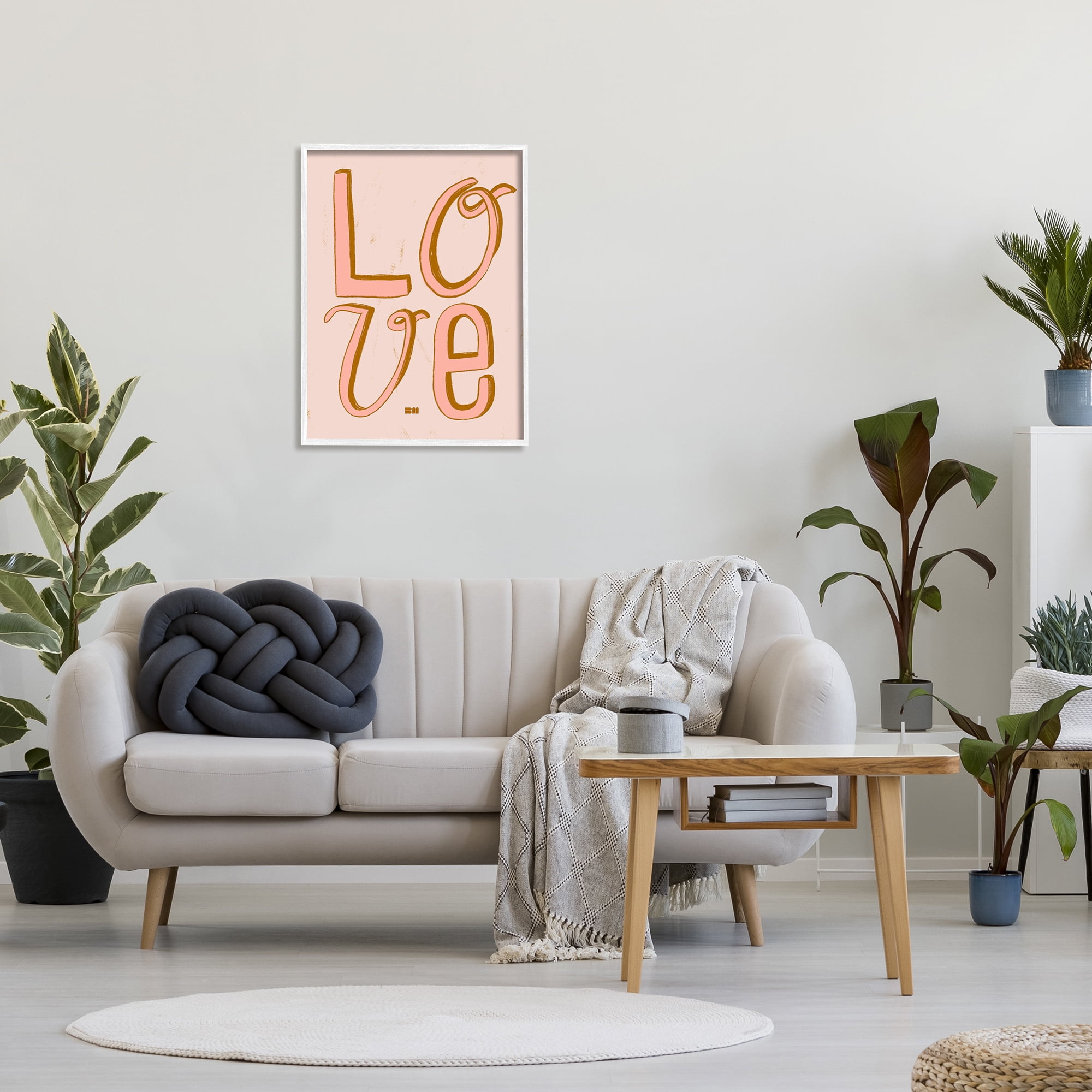 Stupell Industries Boho Love Letters Inspirational Painting White Framed Art Print Wall Art, 24 x 30