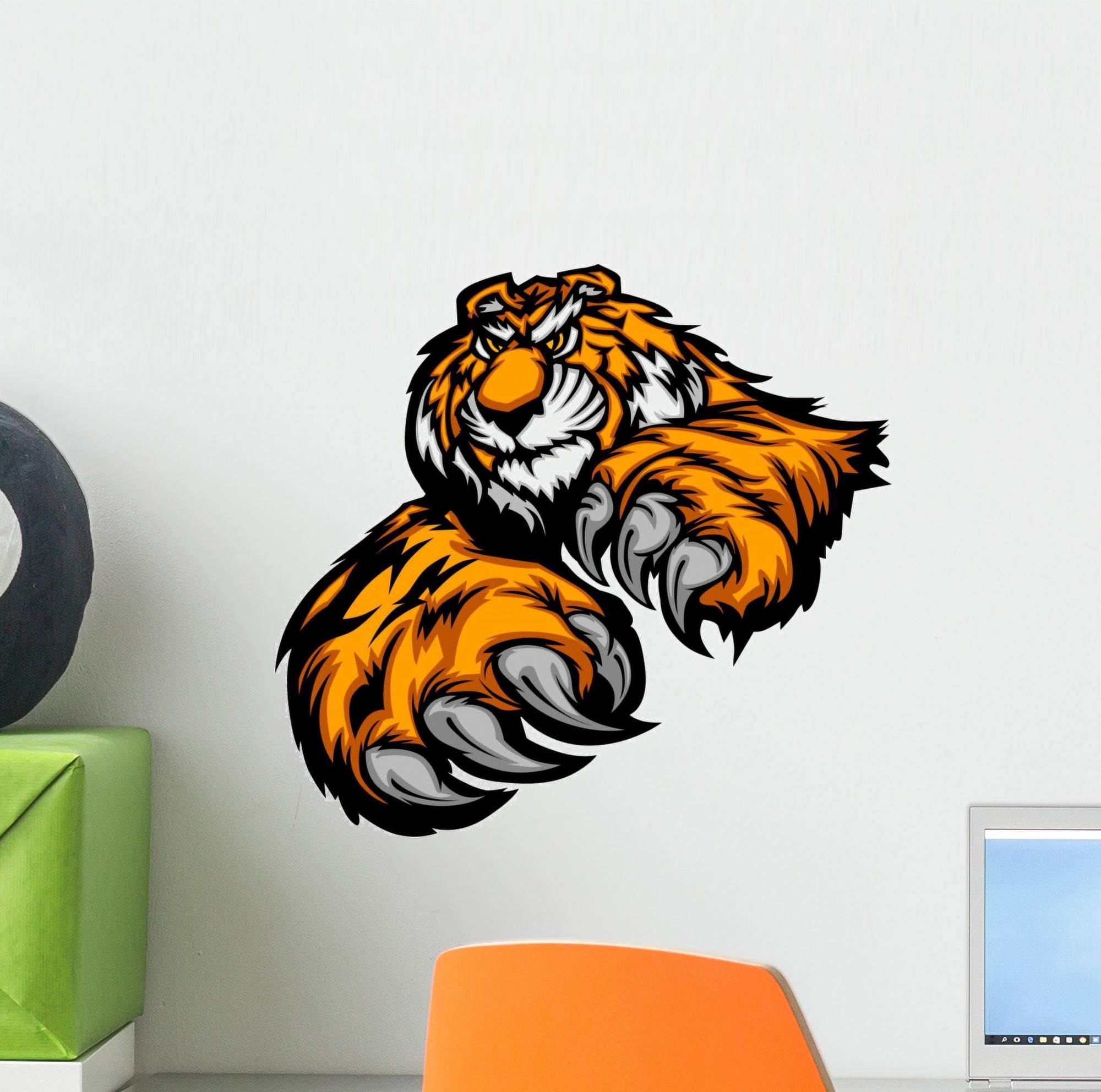 Tigerman Sticker Tiger Mascot Body with Wall Decal Sticker by Wallmonkeys Vinyl Peel ...