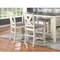 thumbnail image 5 of Bone White Finish Dining High Chairs Set of 4pc Counter Height Chair Wooden Fabric Upholstered Dining Furniture, 5 of 7