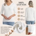 thumbnail image 4 of QUALFORT Women's 100% Cotton V-Neck Cable Knit Sweater, Lightweight Long Sleeve Pullover Sweater for Women, White XL, 4 of 9