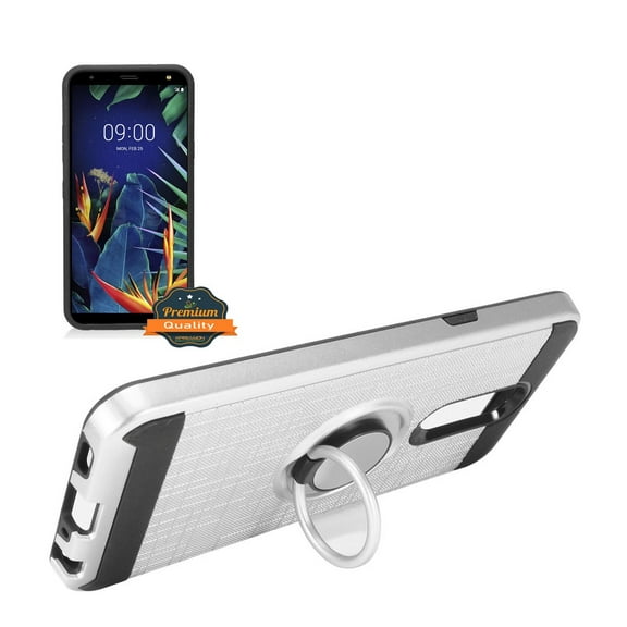 Case for LG K52 Hybrid 360° Ring Armor Shockproof Dual Layers 2 in 1 Holder with Ring Stand for Magnetic Car Mount Cover for LG K52 by Xcell - Silver