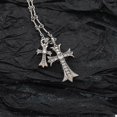 thumbnail image 1 of Collar con colgante de cruz de plata de ley chapada en platino o oro con circonitas de elementos infinitos, 1 of 3