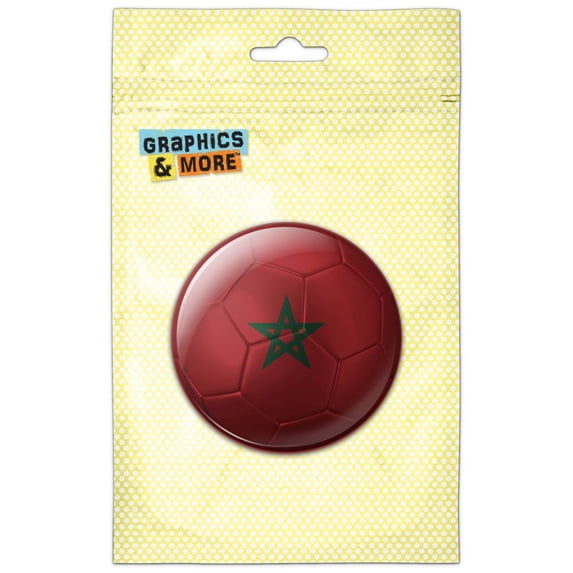 Morocco Flag Soccer Ball Futbol Football Pinback Button Pin Badge