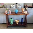 thumbnail image 4 of 32.5"H Acacia Wood 4 Leg Architectural Console Table with Shelf, Mahogany, 4 of 9