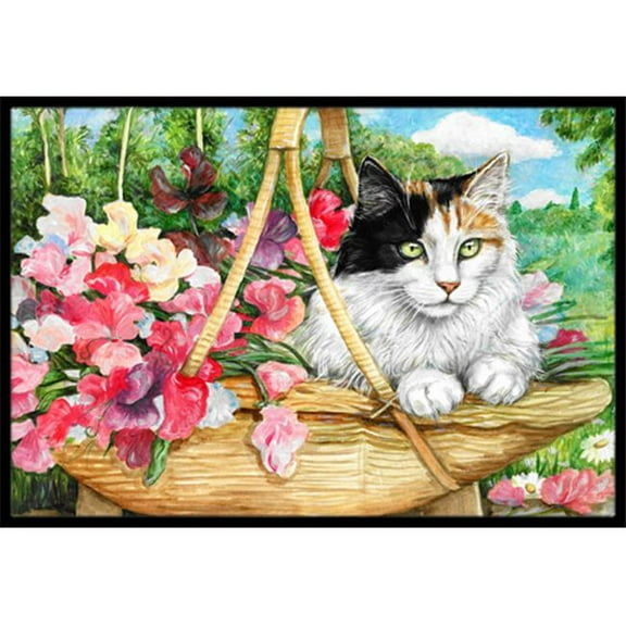 Cat in Basket Indoor or Outdoor Mat- 24 x 36